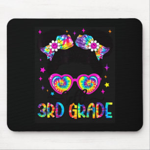 Hello 3rd Grade Tie Dye Messy Bun Back To School Mouse Mat