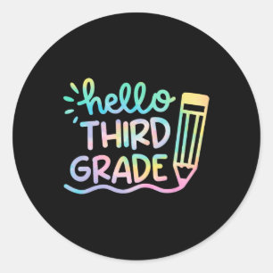 Hello 3rd Grade Tie Dye Teachers Kids Back to Scho Classic Round Sticker