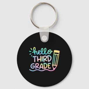 Hello 3rd Grade Tie Dye Teachers Kids Back to Scho Key Ring