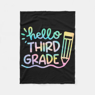 Hello 3rd Grade Tie Dye Teachers Kids Byck To Scho Fleece Blanket