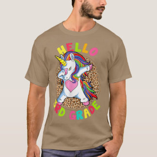 Hello 3rd Grade Unicorn Kids Girls Leopard Back To T-Shirt
