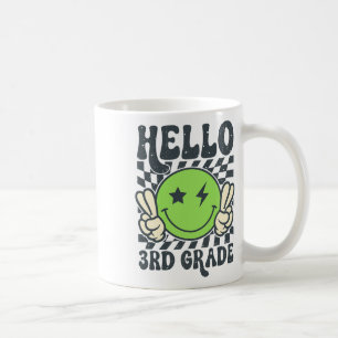 Hello 3rd Grade Vibes Groovy Smile Face Back To Sc Coffee Mug