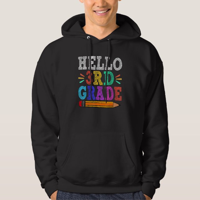 Hello 3rd Third Grade Teacher  Back To School Hoodie (Front)