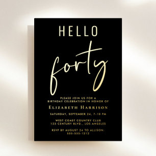 Hello 40 Chic Script 40th Birthday Party