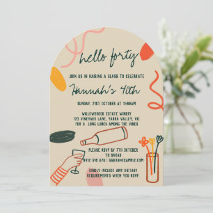 Hello 40 Forty Winery Lunch Birthday   Invitation