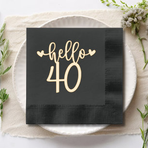 Hello 40 Modern 40th Birthday Forty Fortieth Foil Napkins