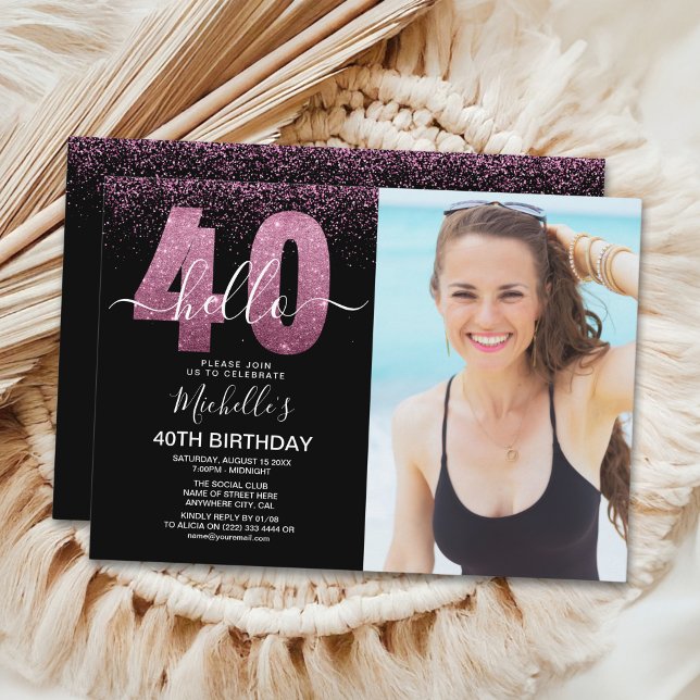 Hello 40 years - Modern Birthday with photo Invitation (Creator Uploaded)