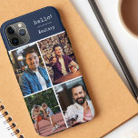 Hello! 4 Photo Collage Dark Blue Personalised Case-Mate iPhone Case<br><div class="desc">Create your own custom Phone case for iphone 11 pro max and many other models. The design features a grid style photo collage with 4 of your favourite photos, your name and the word hello! The photo template is set up ready for you to add your photos, working clockwise from...</div>