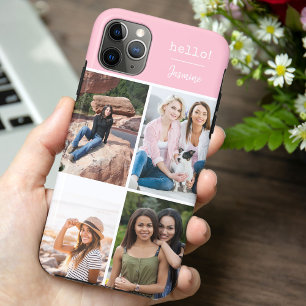 Hello! 4 Photo Collage Pretty Pink Personalised iPhone 11 Pro Max Case
