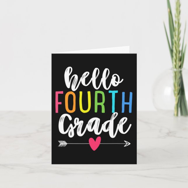 Hello 4th Fourth Grade  Back To School Fun Kids Gi Card (Front)