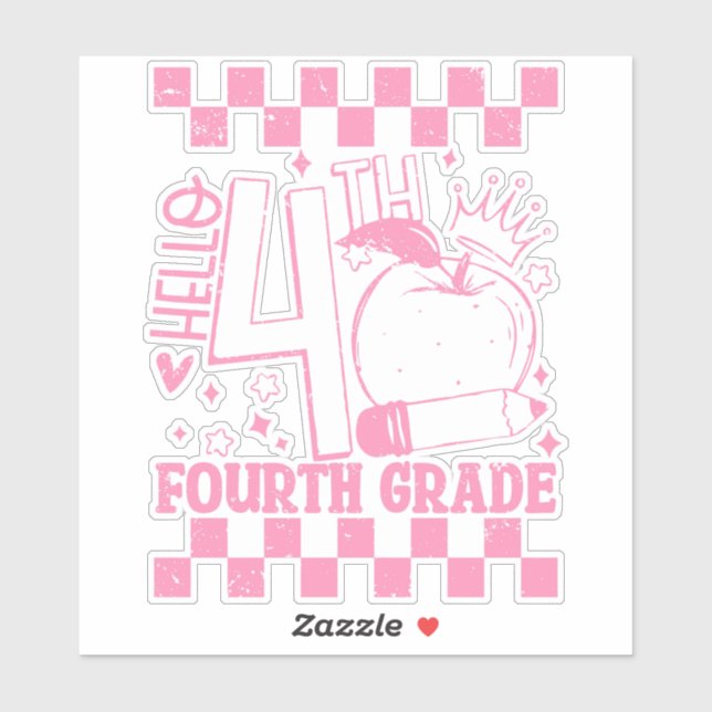 Hello 4th Fourth Grade Back To School Teacher Pink (Sheet)