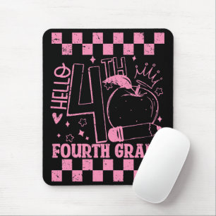Hello 4th Fourth Grade Back To School Teacher Pink Mouse Mat