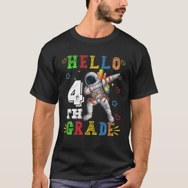 Hello 4Th Grade Dabbing Astronaut Back To School T-Shirt (Front)