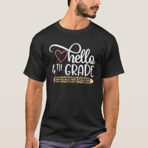 Hello 4th Grade Leopard Print Fourth Grade Teacher T-Shirt