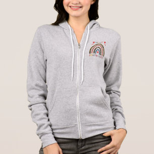 Hello 4th Grade Leopard Rainbow Fourth Grade Back Hoodie