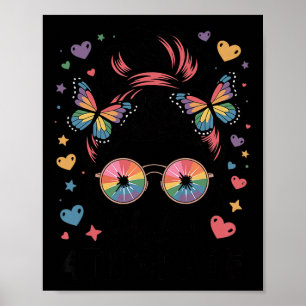 Hello 4th Grade Messy Hair Bun Girl Back To School Poster