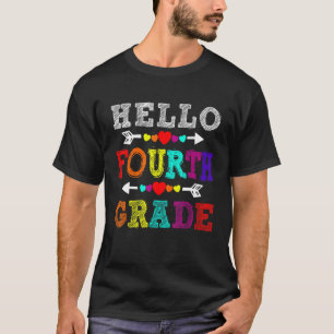 Hello 4th Grade Rainbow Fourth Grade Teacher Kids T-Shirt