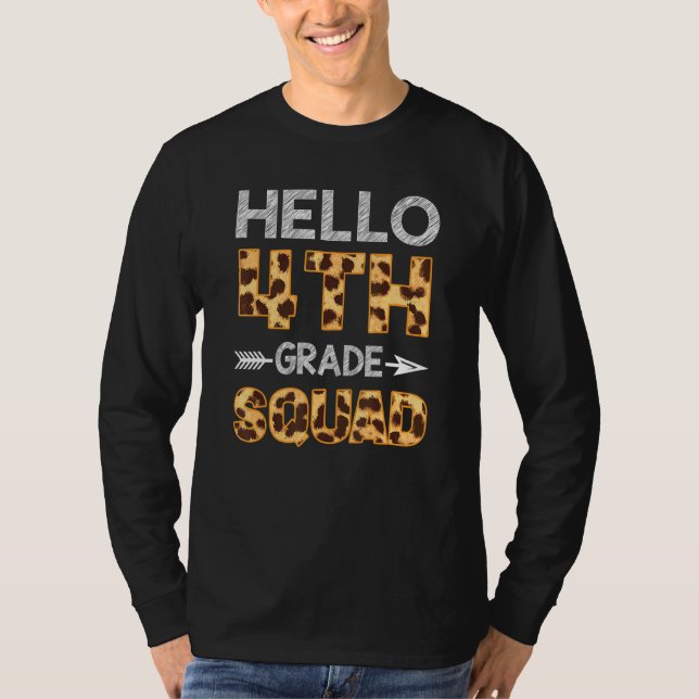 Hello 4th Grade Squad Leopard Tee Love Fourth Grad (Front)