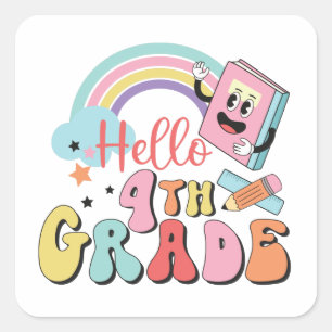 Hello 4th grade square sticker