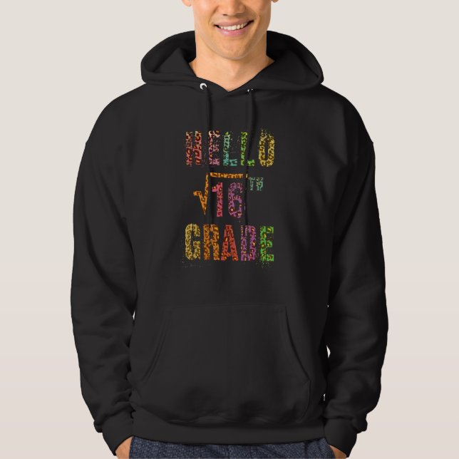 Hello 4th Grade Teacher Square Root Of 16 Math Stu Hoodie (Front)
