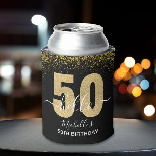 Hello 50! - Birthday 50th Women's Gold glitter Can Cooler