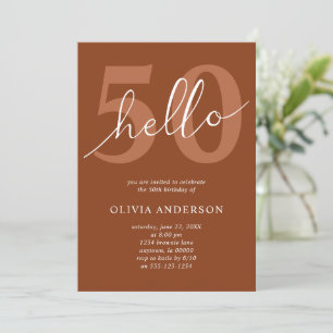 Hello 50 Boho Chic Terracotta 50th Birthday Party Invitation