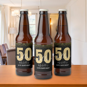 Hello 50! - Elegant Birthday 50th Women's Beer Bottle Label