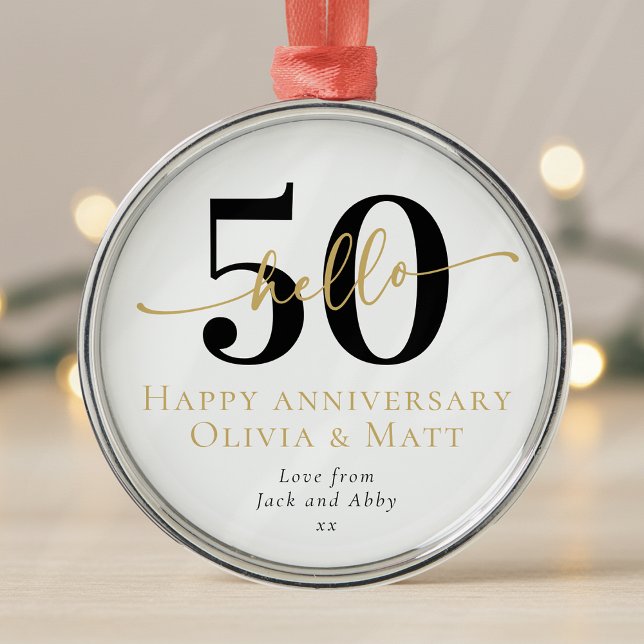 Hello 50 Fiftieth Anniversary Gift Milestone Metal Tree Decoration (Creator Uploaded)