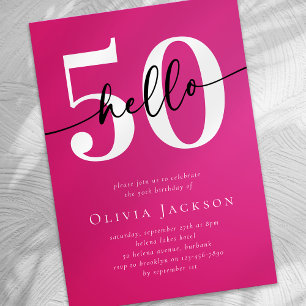 Hello 50 Fiftieth Birthday Party Invitation