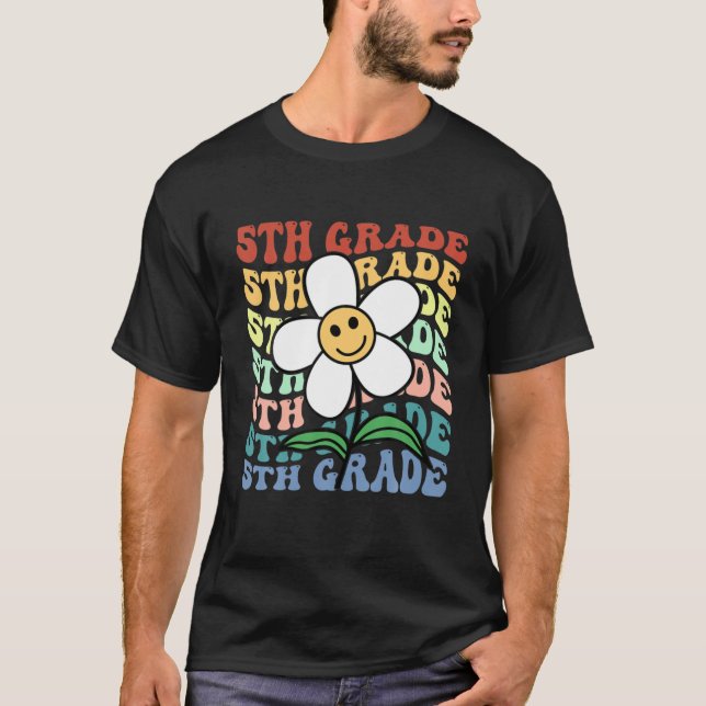 Hello 5Th Fifth Grade Teacher Back To School Retro T-Shirt (Front)