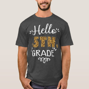 Hello 5th Grade Back To School Leopard Heart Teach T-Shirt