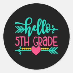 Hello 5th Grade Girls Back To School Gift Cute Hea Classic Round Sticker