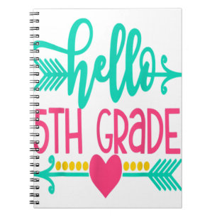 Hello 5th Grade Girls Back To School Gift Cute Hea Notebook
