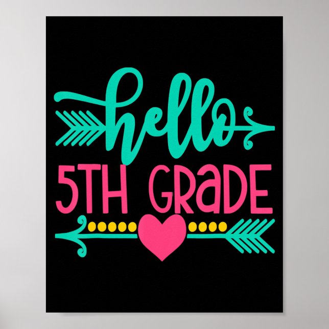 Hello 5th Grade Girls Back To School Gift Cute Hea Poster (Front)