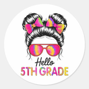 Hello 5th Grade Girls Teacher Back To School Team Classic Round Sticker