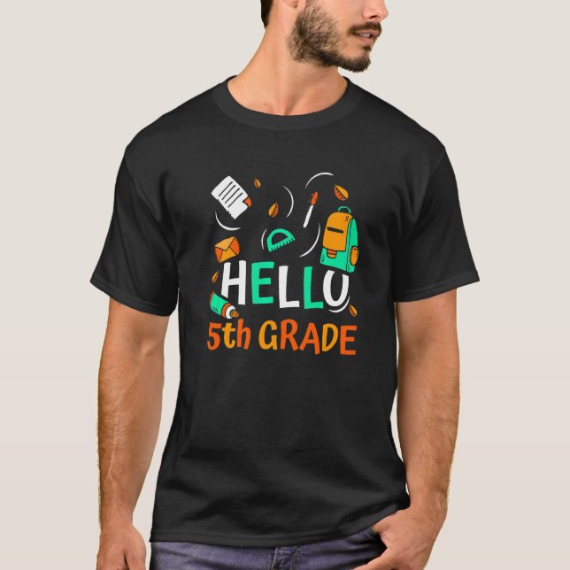 Hello 5th Grade Grader Class Pupil School 5 Five F T-Shirt (Front)