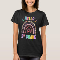 Hello 5th Grade Leopard Rainbow Teacher Girls Back