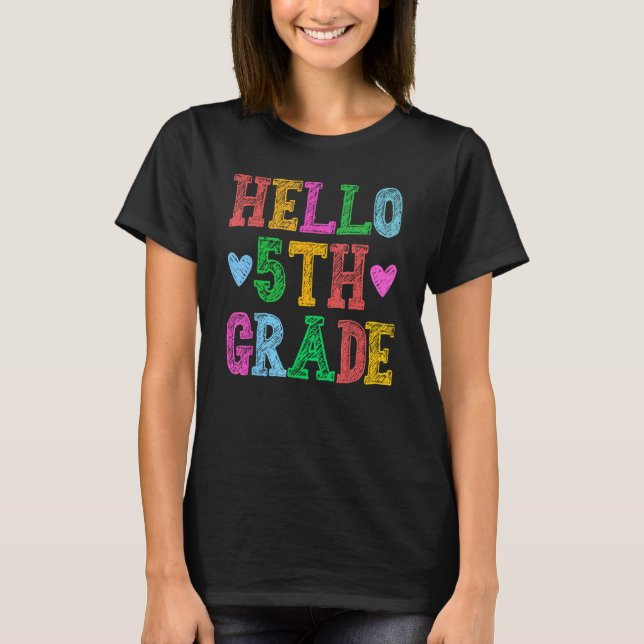 Hello 5th Grade Leopard Squad Back To School Teach T-Shirt (Front)