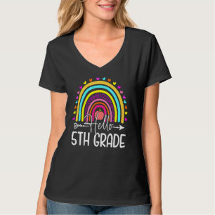 Hello 5th Grade Rainbow Heart Teacher Student Back T-Shirt