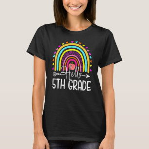 Hello 5th Grade Rainbow Heart Teacher Student Back T-Shirt