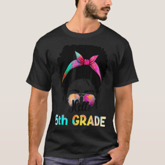 Hello 5th Grade Teacher Back To School Afro Messy T-Shirt