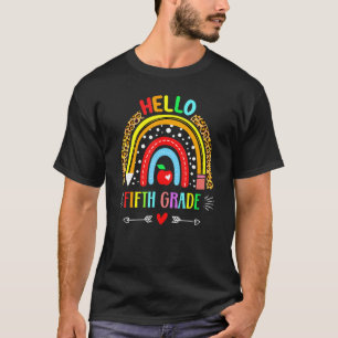 Hello 5th Grade Teacher Back To School Rainbow Kid T-Shirt