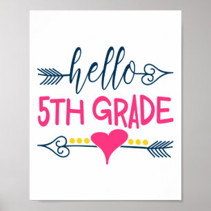 Hello 5th Grade Teacher Kids Ck To School Gift Fif Poster