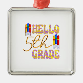 Hello 5th Grade Teacher Metal Tree Decoration