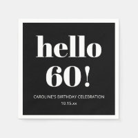 Hello 60 Black White Modern Elegant 60th Birthday