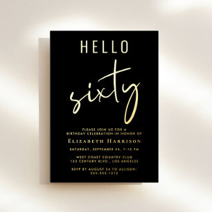 Hello 60 Chic Black 60th Birthday Party Gold