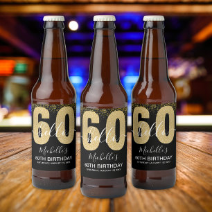 Hello 60! - Elegant 60th Birthday Woman Beer Bottle Label