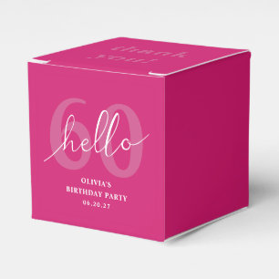 Hello 60 Modern Simple Hot Pink 60th Birthday Favour Box