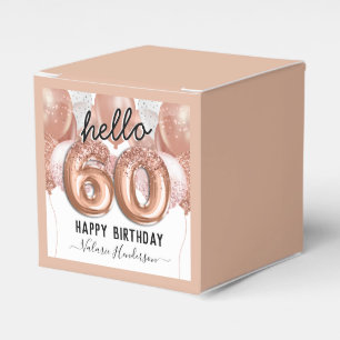 Hello 60 Pink Glitter Birthday Balloons Favour Box