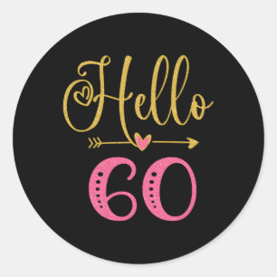 Hello 60 'S 60Th Classic Round Sticker